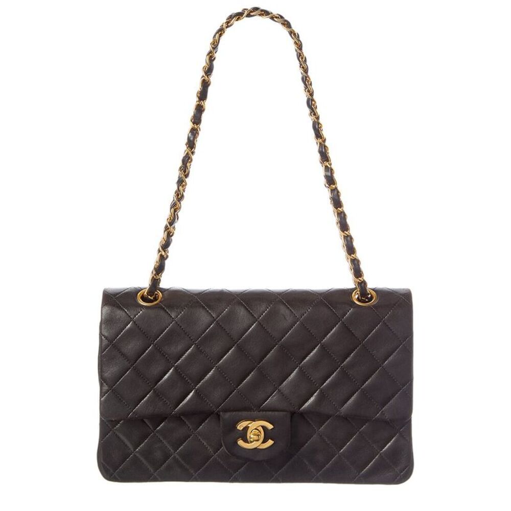 Chanel Black Caviar Leather Double Flap Shoulder Bag (Authentic Pre-Loved)